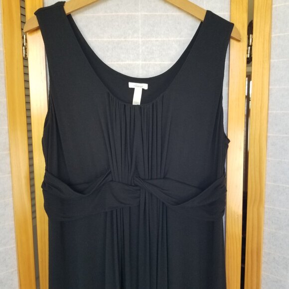 Soma Black Maxi Dress Size XL Stretch Knit Embroidered Hem High Waist - Picture 2 of 9